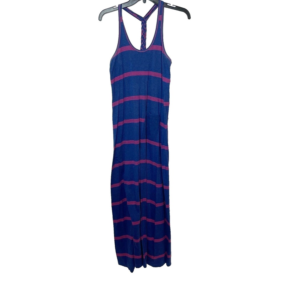 Lole Striped Tank Shirt Dress Womens XS Blue‎ Pink Sleeveless Racerback Pocket
